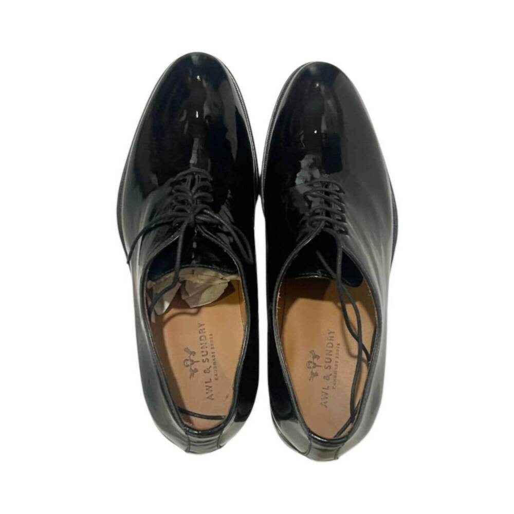 NEW AWL & SUNDRY men's patent leather lace up shoes in black
